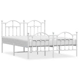 Metal Bed Frame without Mattress with Footboard White 150x200cm 353508