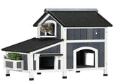Gray Modern Outdoor Cat Furniture Weather-Resistant Roof, Garden Bed, Multi-Entry Cat House 40275527