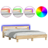 ZNTS Bed Frame with LED without Mattress Sonoma Oak 160x200 cm 3207534