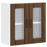 Kitchen Wall Cabinet with Glass Door Lucca Brown Oak Engineered Wood 853914