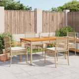 Garden Dining Set Beige PE Rattan 5 Piece Removable Covers 3213580