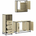 ZNTS 3 Piece Bathroom Furniture Set Sonoma Oak Engineered Wood 3301041