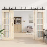 Sliding Door Hardware Kit 305 cm Steel Black 3295745