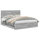 Bed Frame with Drawer Grey Sonoma 160 x 200 cm Engineer Wood 3411101