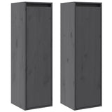 Wall Cabinets 2 pcs Grey 30x30x100 cm Solid Pinewood 813510