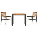 Garden Dining Set 3 pcs Black Poly Rattan 3365434