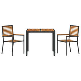Garden Dining Set 3 pcs Black and Brown Poly Rattan 3365434