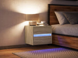 Wall-mounted Bedside Cabinet with LED Lights Sonoma Oak 3307965