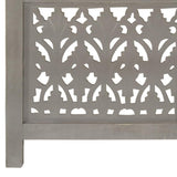 Hand Carved 3-Panel Room Divider Grey 120x165 cm Solid Mango Wood 285332