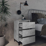 Bed Cabinet with Metal Legs 2 pcs Concrete Grey 40x35x69 cm 805914