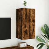 TV Wall Cabinet with LED Lights Smoked Oak 40.5x35x80 cm 837264