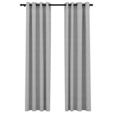 Linen-Look Blackout Curtains with Grommets 2pcs Grey 140x245cm 321170