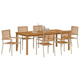 Garden Dining Set 7 pcs Beige Solid Acacia Wood 3365525
