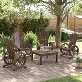 Garden Adirondack Chair Set of 4 Burnt look Solid fir wood 3207118