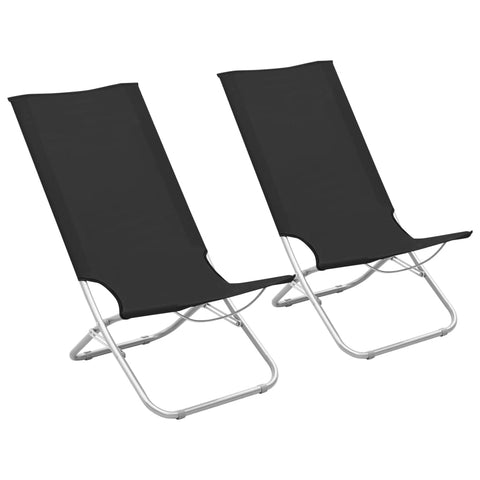 ZNTS Folding Beach Chairs 2 pcs Black Fabric 310375