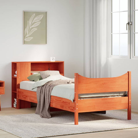 ZNTS Bed Frame without Mattress Wax Brown 100x200 cm Solid Wood Pine 3323316