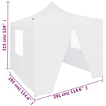 Professional Folding Party Tent with 4 Sidewalls 3x3 m Steel White 48861