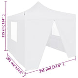 Professional Folding Party Tent with 4 Sidewalls 3x3 m Steel White 48861