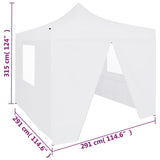 Professional Folding Party Tent with 4 Sidewalls 3x3 m Steel White 48861