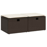 2 Piece Garden Sofa Set with Cushions Brown Poly Rattan Acacia 3328676