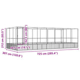 Aviary with Extension Silver 725x307x212 cm Steel 3214278