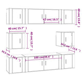 8 Piece TV Cabinet Set Concrete Grey Engineered Wood 3188674