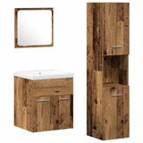 Bathroom Furniture Set with Door 4 pcs Old Wood Engineered Wood 3332570