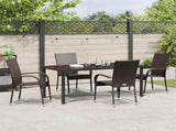 Garden Dining Set 5 pcs Brown Powder-Coated Steel 3379397