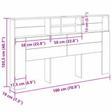 Headboard Cabinet Black Oak 180 x 19 x 103.5 cm Engineered Wood 862754