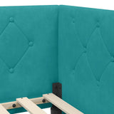 Corner Bed Frame with Headboard Turquoise 90 x 200 cm Velvet 42016541