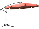 2.7m Garden Banana Parasol Cantilever Umbrella with Crank Handle and Cross Base for Outdoor, Hanging T3398P323920