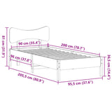 Bed Frame without Mattress Wax Brown 90x200 cm Solid Wood Pine 3328243