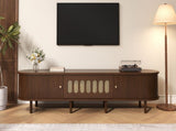 180*40*40cm Oval TV Stand in Dark Walnut, Rattan Design - MDF Design, 30 kg Load Capacity, Roll-Up N605P439647N