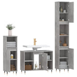 ZNTS 3 Piece Bathroom Furniture Set Concrete Grey Engineered Wood 3190295