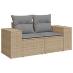 ZNTS 9 Piece Garden Sofa Set with Cushions Beige Poly Rattan Acacia 3327412