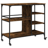 Kitchen Trolley Smoked Oak 100x45x89.5 cm Engineered Wood 842383