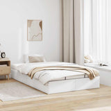 Ottoman Bed Frame without Mattress White Double Faux Leather 3310830