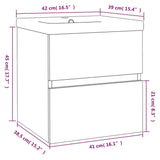 Sink Cabinet with Built-in Basin Smoked Oak Engineered Wood 3152858