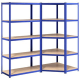 5-Layer Shelves 2 pcs Blue Steel&Engineered Wood 3154195