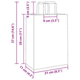 Paper Bags 250 pcs with Handles White 21x11x28 cm 4101839