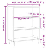 Bookcase Concrete Grey 69.5x32.5x90 cm Engineered Wood 828352