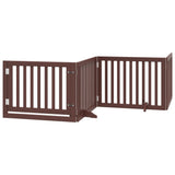 Dog Gate with Door Foldable 4 Panels Brown 320 cm Poplar Wood 352265