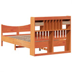 ZNTS Bed Frame without Mattress Wax Brown 135x190 cm Double Solid Wood Pine 3323394
