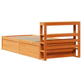 Bed Frame with Headboard Wax Brown 100x200 cm Solid Wood Pine 3306350