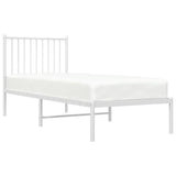 Metal Bed Frame without Mattress with Headboard White 75x190cm 350921