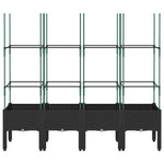 Garden Planter with Trellis Black 160x40x142.5 cm PP 367963