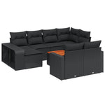 ZNTS 11 Piece Garden Sofa Set with Cushions Black Poly Rattan 3228915