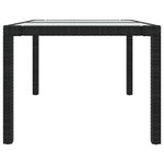 Garden Table 150x90x75 cm Tempered Glass and Poly Rattan Black 316705