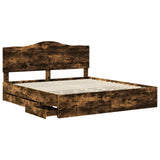 Bed Frame with Drawer Smoked Oak 180 x 200 cm Engineer Wood 3413391