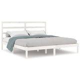 Bed Frame without Mattress White 200x200 cm Solid Wood Pine 3104954